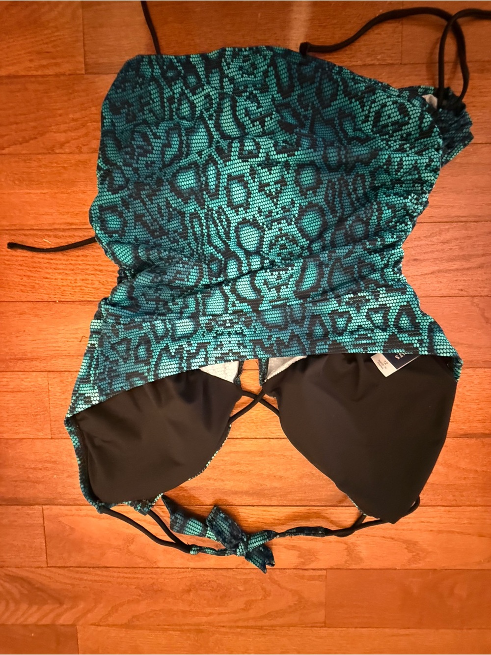 Swimsuits For All Teal Snake-Print Halter One-Piece - Picture 3 of 6